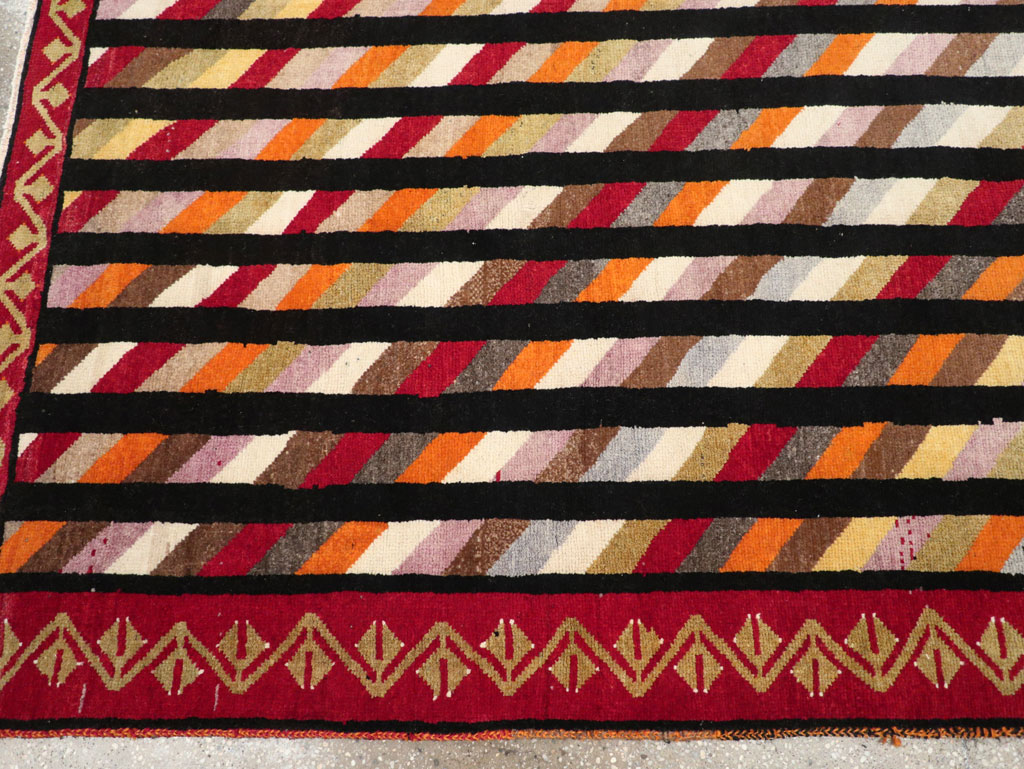 Vintage Turkish Anatolian Art Deco Style Small Room Size Carpet, No.30551 - Galerie Shabab