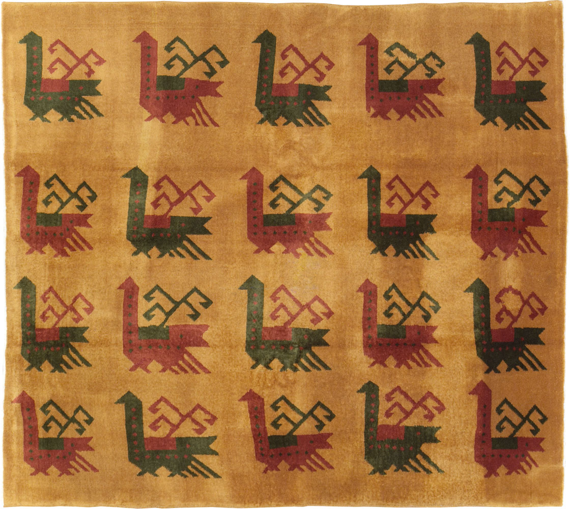 Vintage Turkish Art Deco Accent Carpet, No.30586 - Galerie Shabab