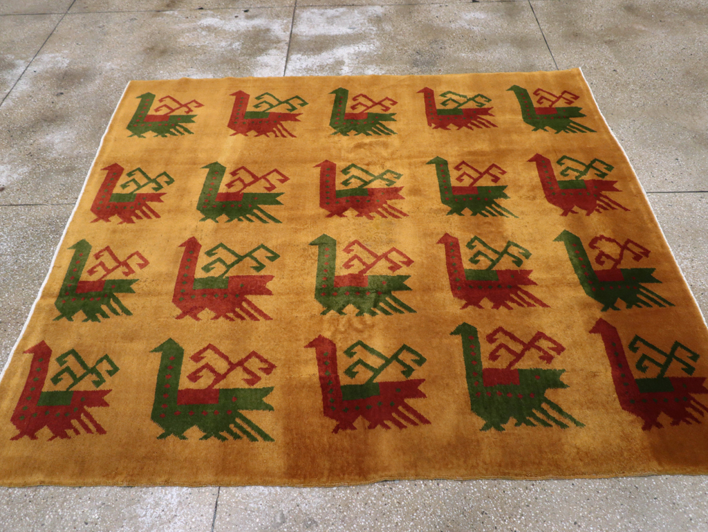 Vintage Turkish Art Deco Accent Carpet, No.30586 - Galerie Shabab