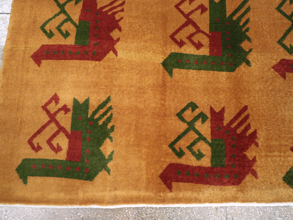 Vintage Turkish Art Deco Accent Carpet, No.30586 - Galerie Shabab