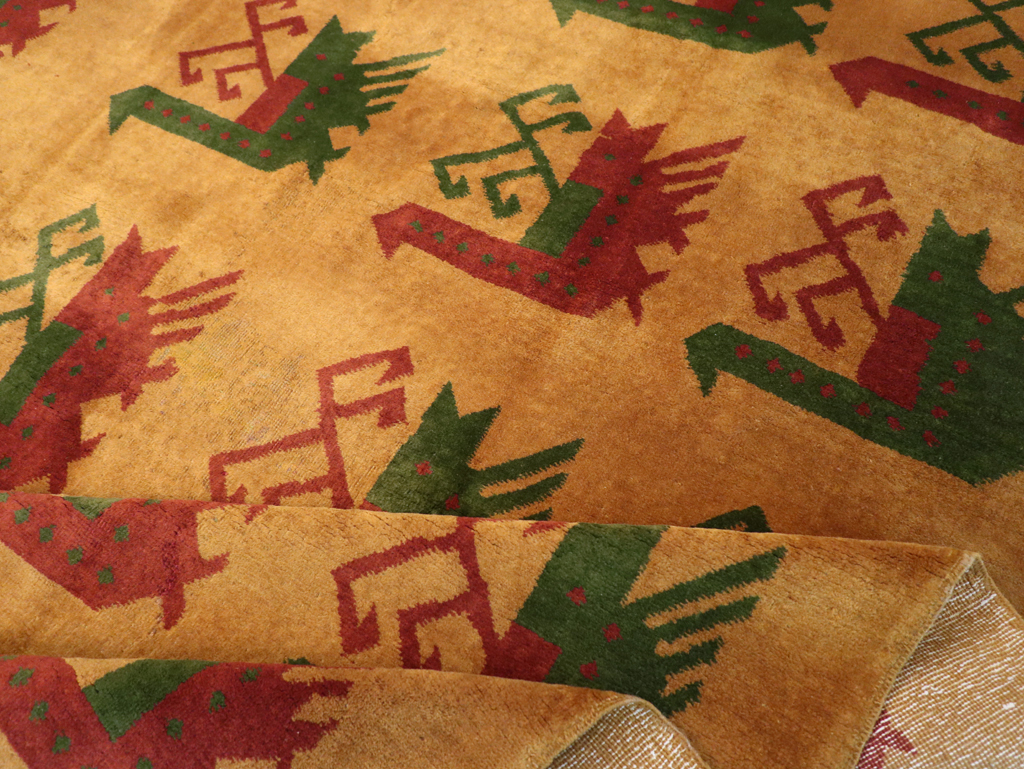 Vintage Turkish Art Deco Accent Carpet, No.30586 - Galerie Shabab