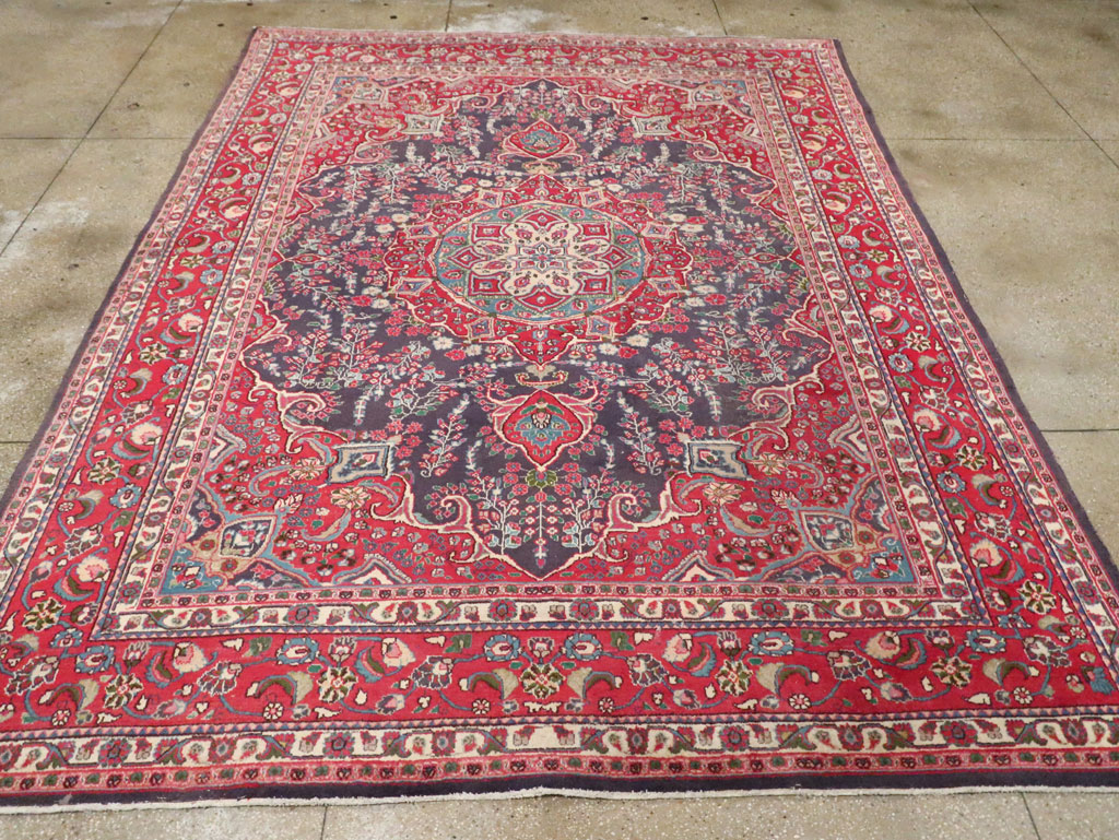 Vintage Persian Tabriz Room Size Carpet, No.30588 - Galerie Shabab