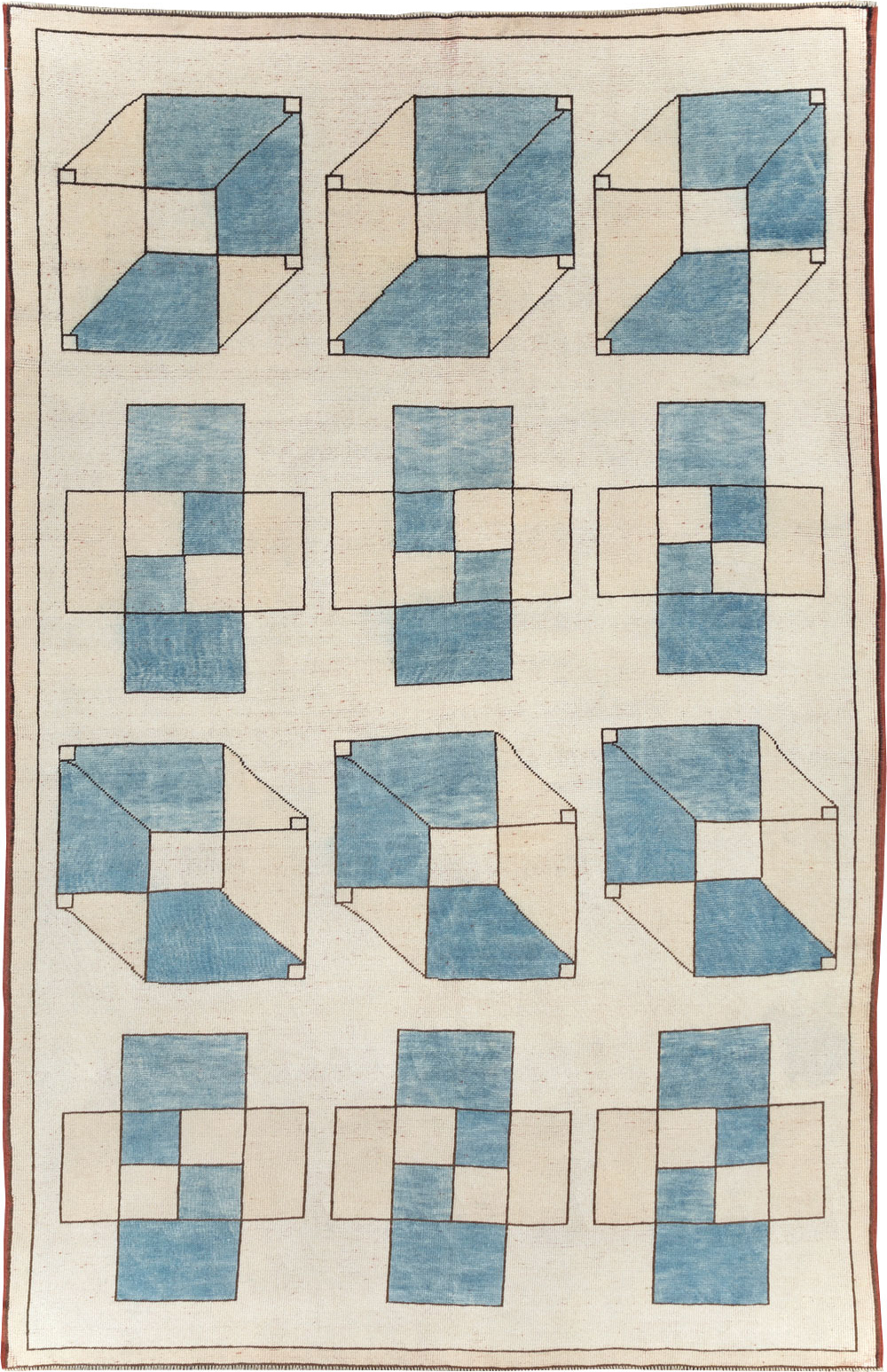 Vintage Turkish Art Deco Style Accent Carpet, No.30593 - Galerie Shabab