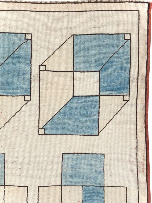 Vintage Turkish Art Deco Style Accent Carpet, No.30593 - Galerie Shabab