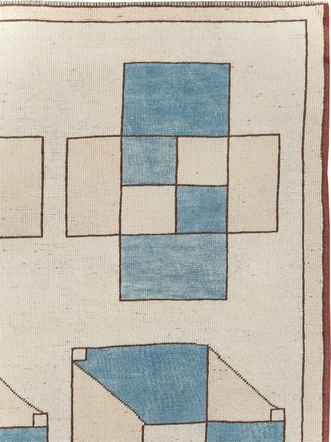 Vintage Turkish Art Deco Style Accent Carpet, No.30593 - Galerie Shabab