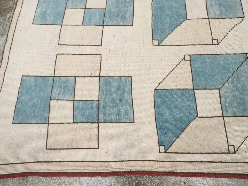 Vintage Turkish Art Deco Style Accent Carpet, No.30593 - Galerie Shabab