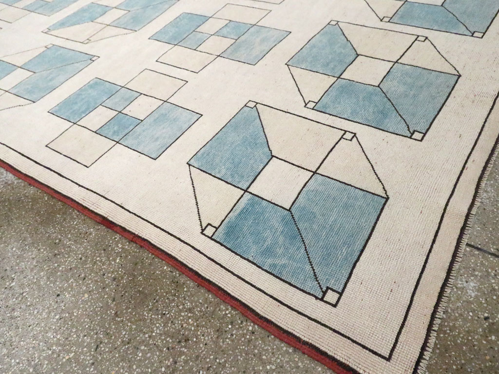 Vintage Turkish Art Deco Style Accent Carpet, No.30593 - Galerie Shabab