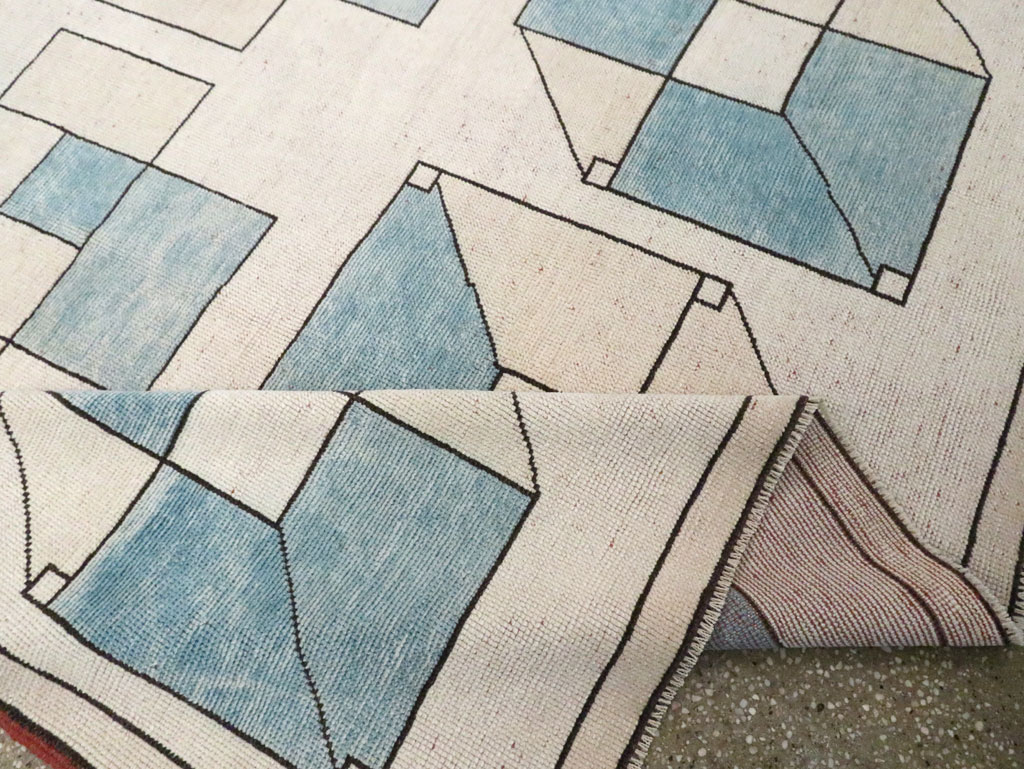 Vintage Turkish Art Deco Style Accent Carpet, No.30593 - Galerie Shabab