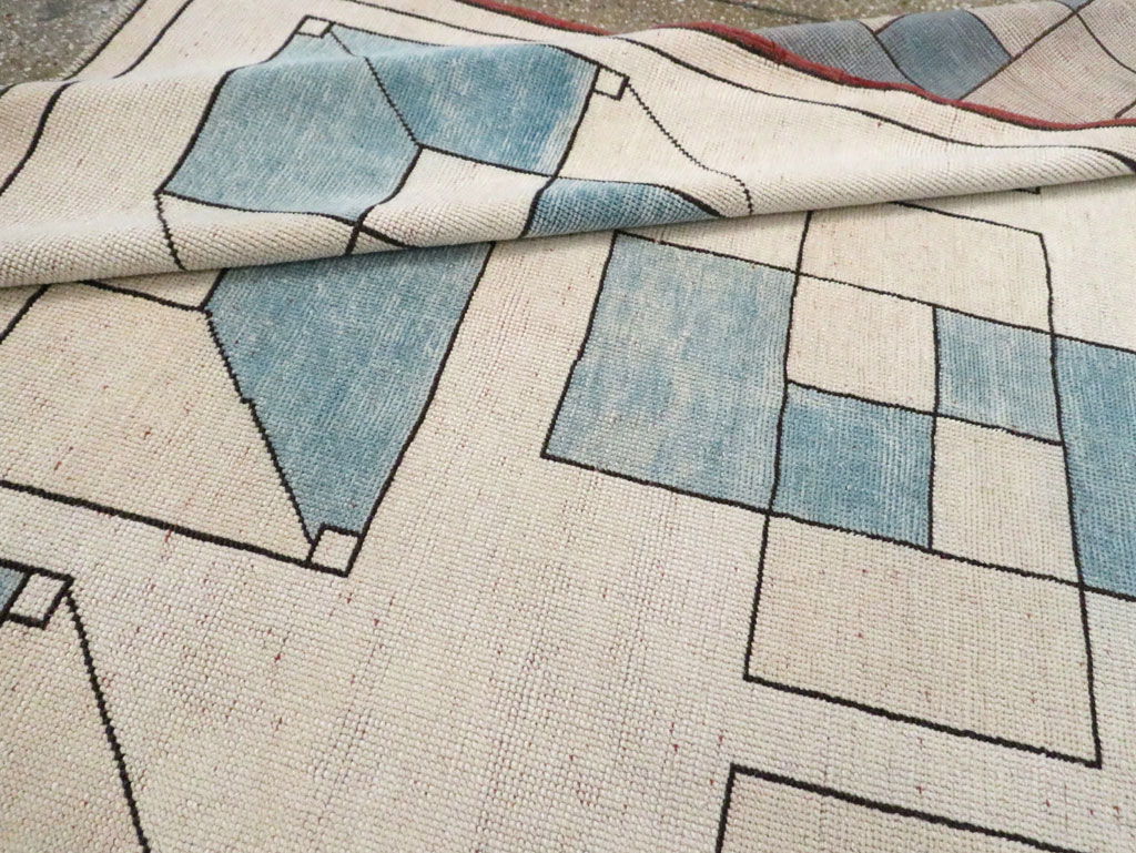 Vintage Turkish Art Deco Style Accent Carpet, No.30593 - Galerie Shabab