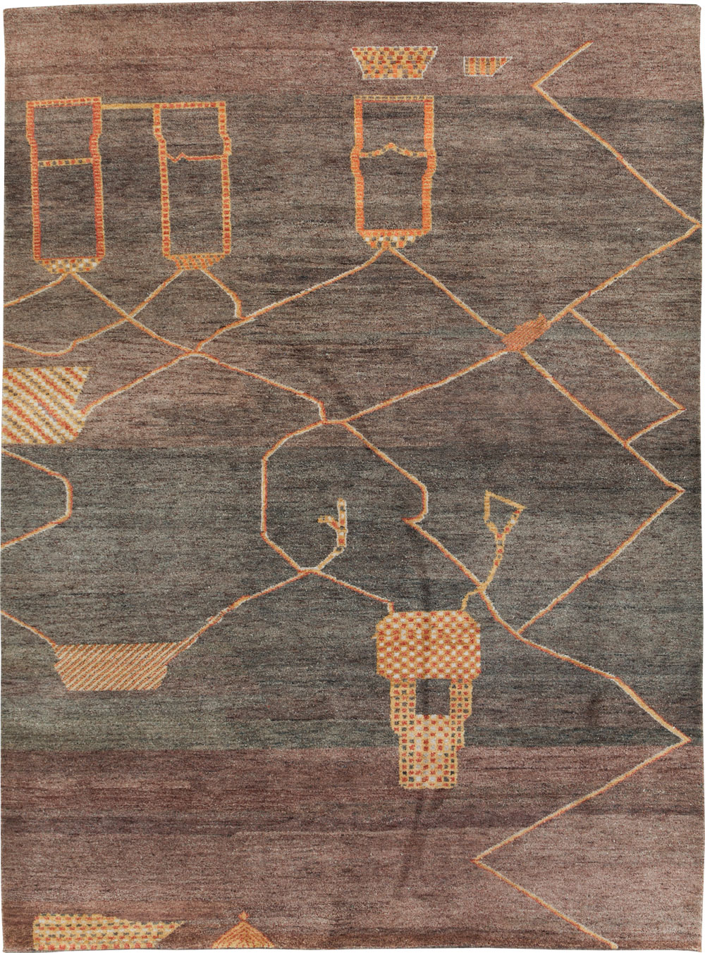 Persian Gabbeh Inspired Turkish Room Size Carpet, No.30598 - Galerie Shabab