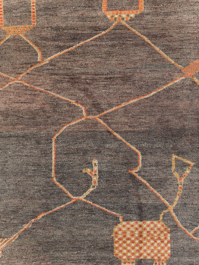 Persian Gabbeh Inspired Turkish Room Size Carpet, No.30598 - Galerie Shabab