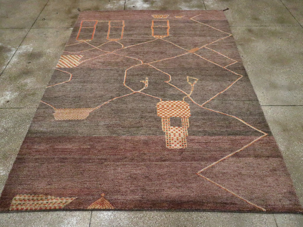 Persian Gabbeh Inspired Turkish Room Size Carpet, No.30598 - Galerie Shabab