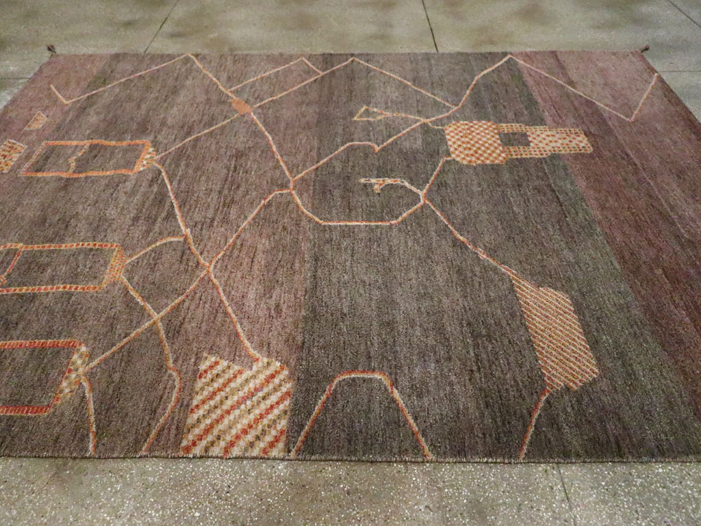 Persian Gabbeh Inspired Turkish Room Size Carpet, No.30598 - Galerie Shabab