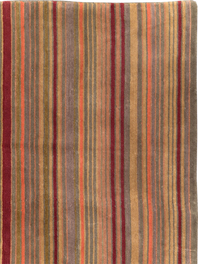 Contemporary Turkish Striped Room Size Carpet, No.30603 - Galerie Shabab