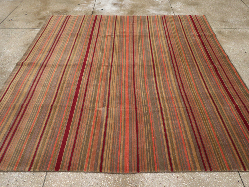 Contemporary Turkish Striped Room Size Carpet, No.30603 - Galerie Shabab