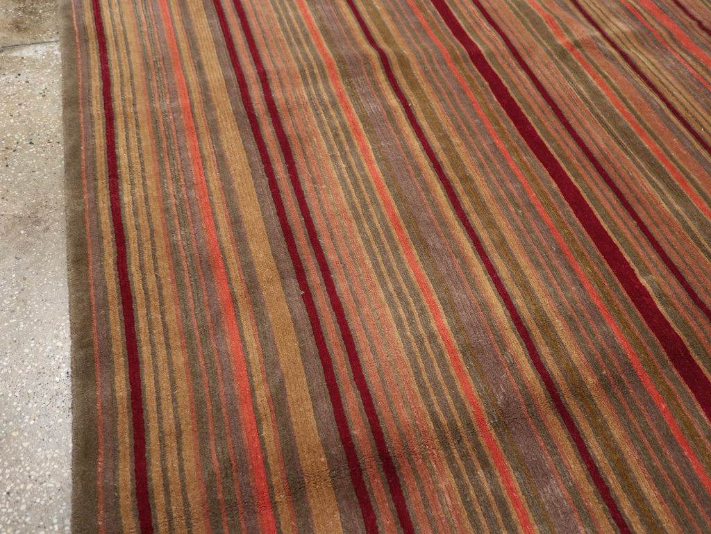 Contemporary Turkish Striped Room Size Carpet, No.30603 - Galerie Shabab