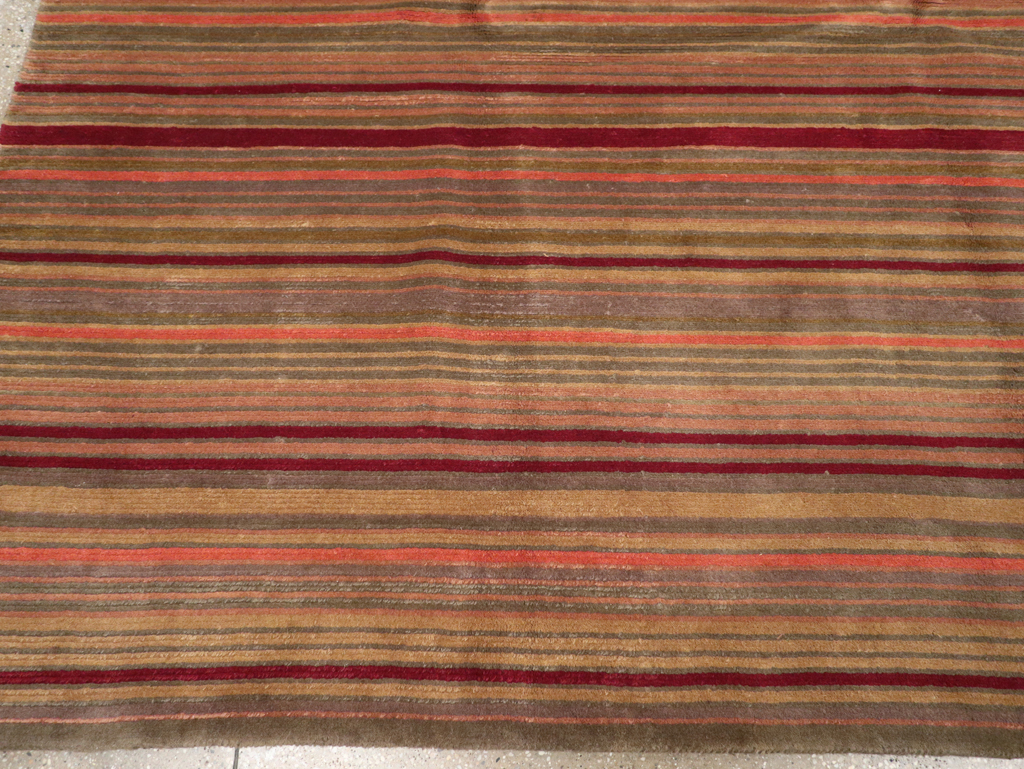 Contemporary Turkish Striped Room Size Carpet, No.30603 - Galerie Shabab