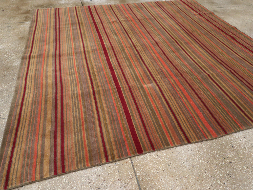 Contemporary Turkish Striped Room Size Carpet, No.30603 - Galerie Shabab