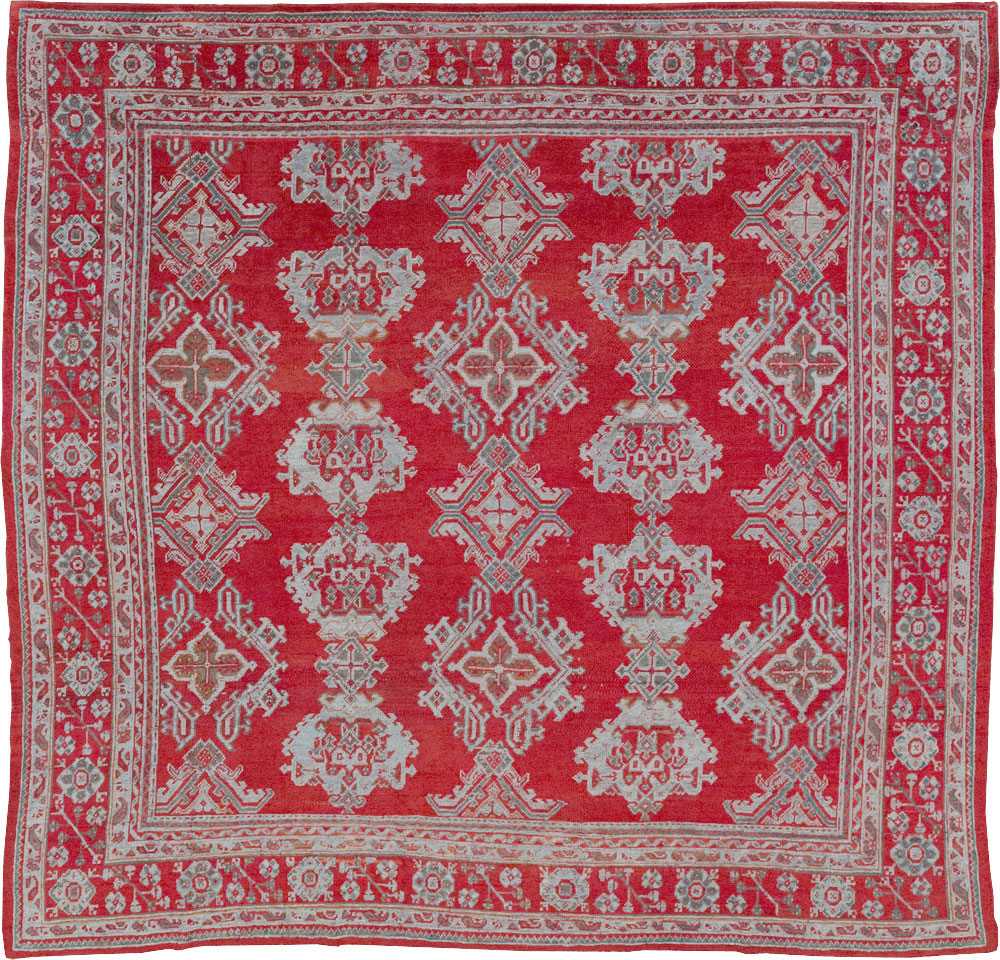 Vintage Turkish Oushak Square Room Size Carpet, No.30618 - Galerie Shabab