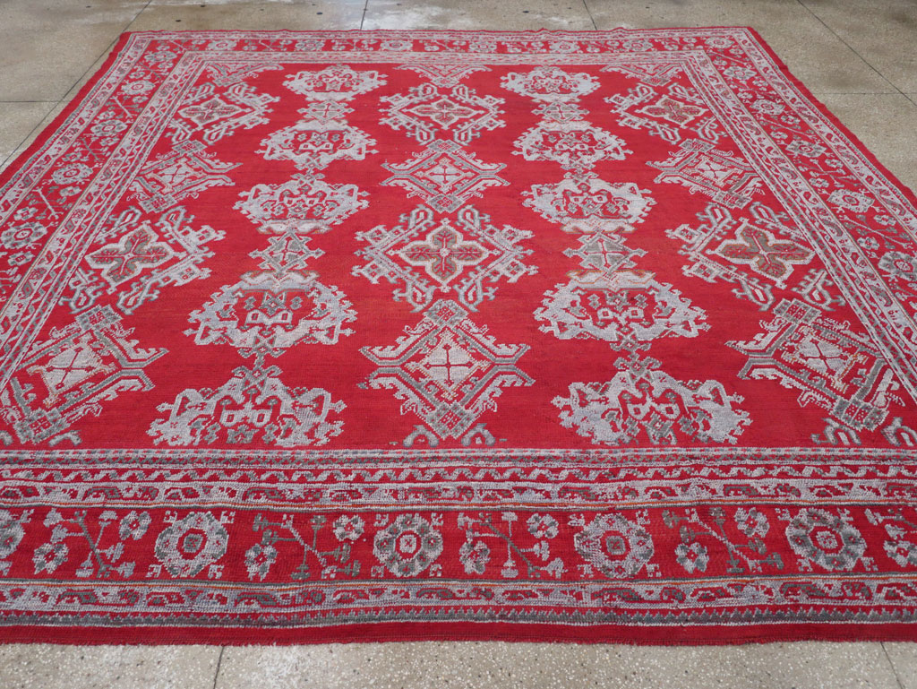 Vintage Turkish Oushak Square Room Size Carpet, No.30618 - Galerie Shabab