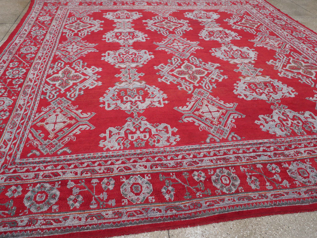 Vintage Turkish Oushak Square Room Size Carpet, No.30618 - Galerie Shabab