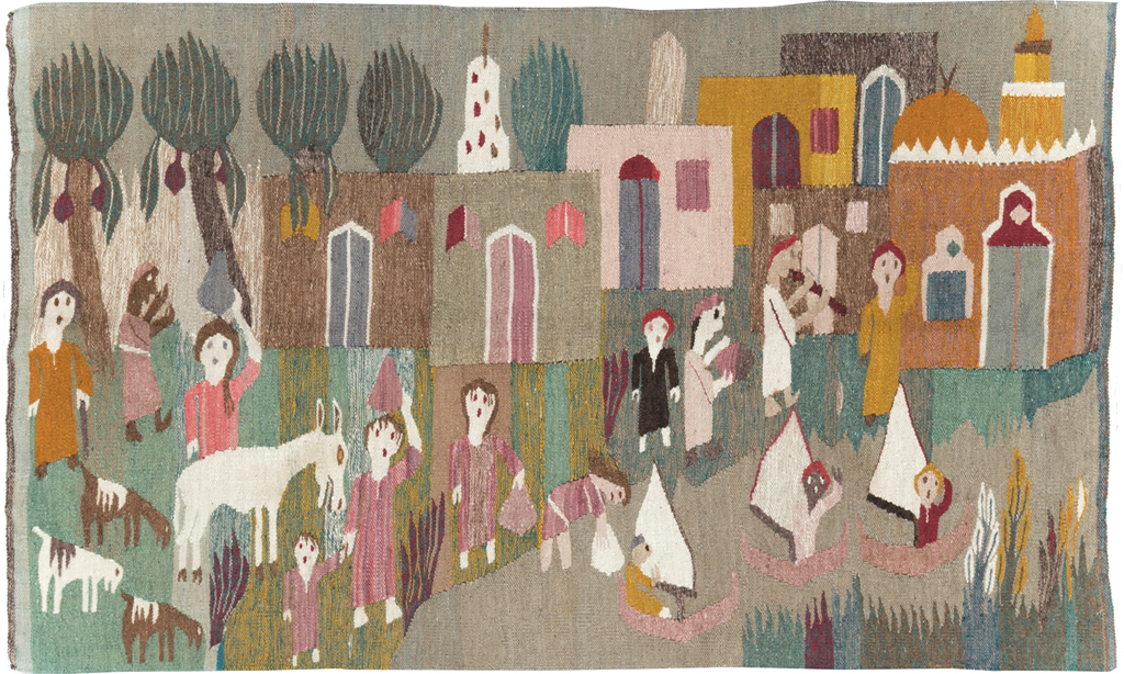 Vintage Polish Pictorial Flatweave Kilim Throw Rug, No.30632 - Galerie Shabab