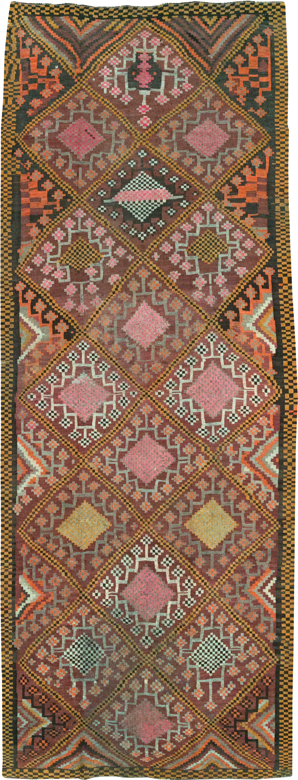 Vintage Persian Flatweave Kilim Gallery Rug, No.30651 - Galerie Shabab