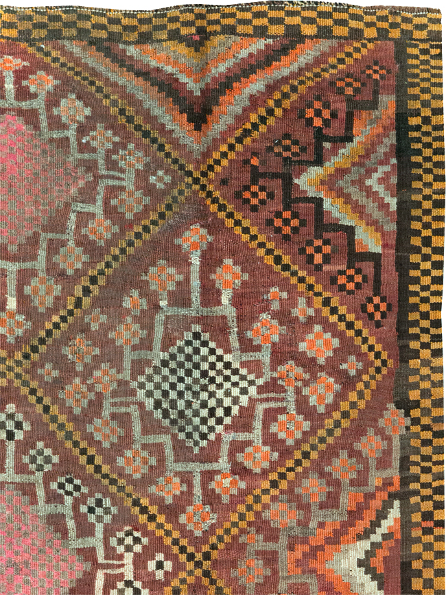 Vintage Persian Flatweave Kilim Gallery Rug, No.30651 - Galerie Shabab