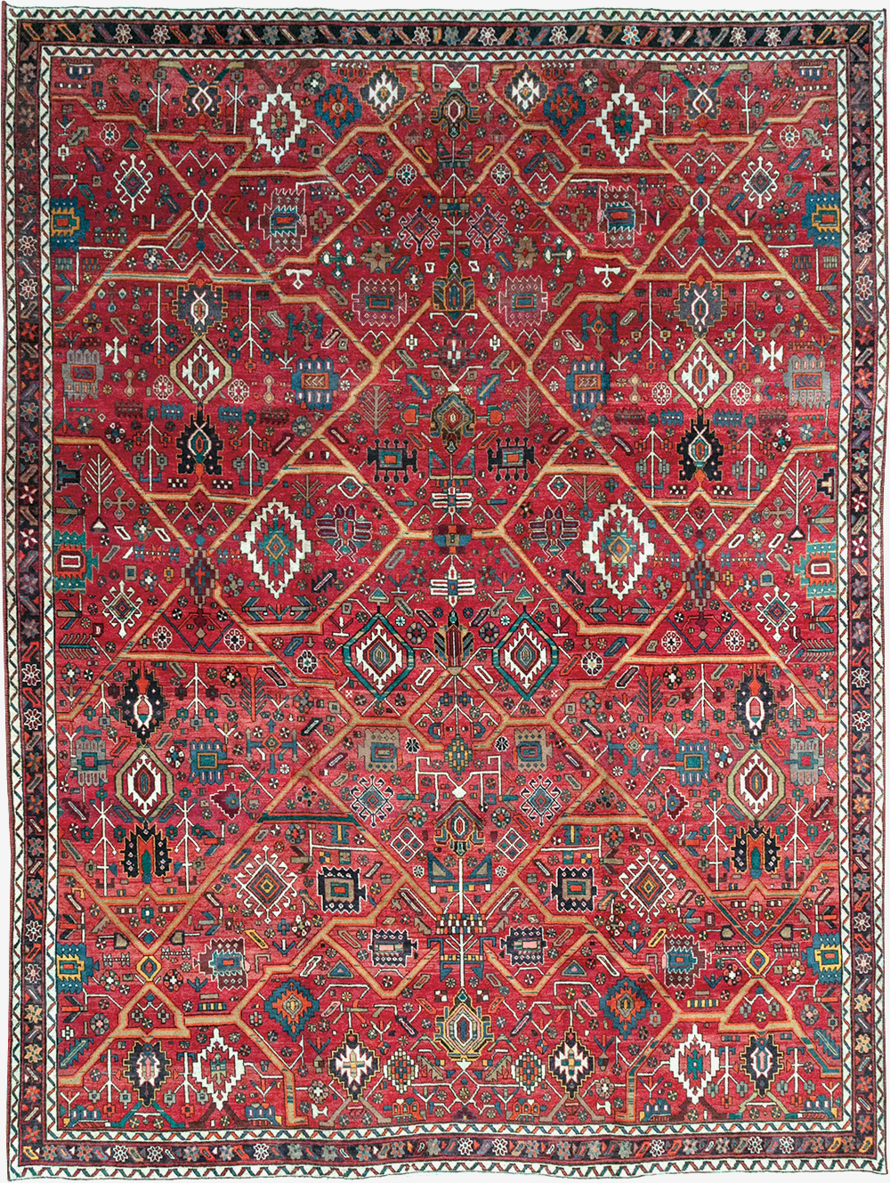 Vintage Persian Heriz Room Size Carpet, No.30663 - Galerie Shabab