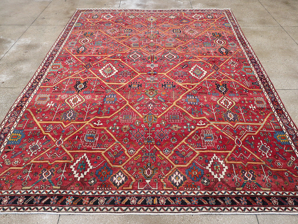 Vintage Persian Heriz Room Size Carpet, No.30663 - Galerie Shabab