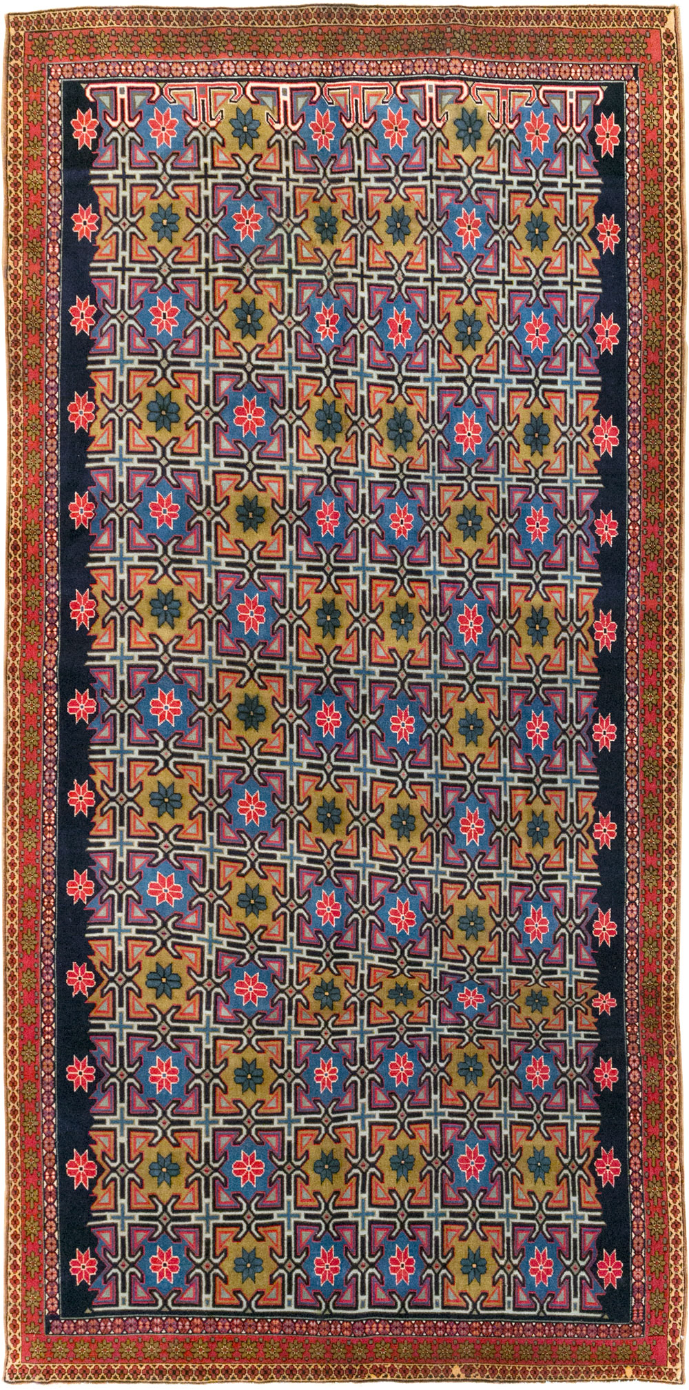 Vintage Persian Veramin Wide Gallery Runner, No.30666 - Galerie Shabab