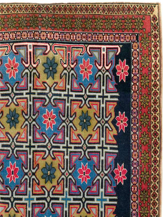 Vintage Persian Veramin Wide Gallery Runner, No.30666 - Galerie Shabab