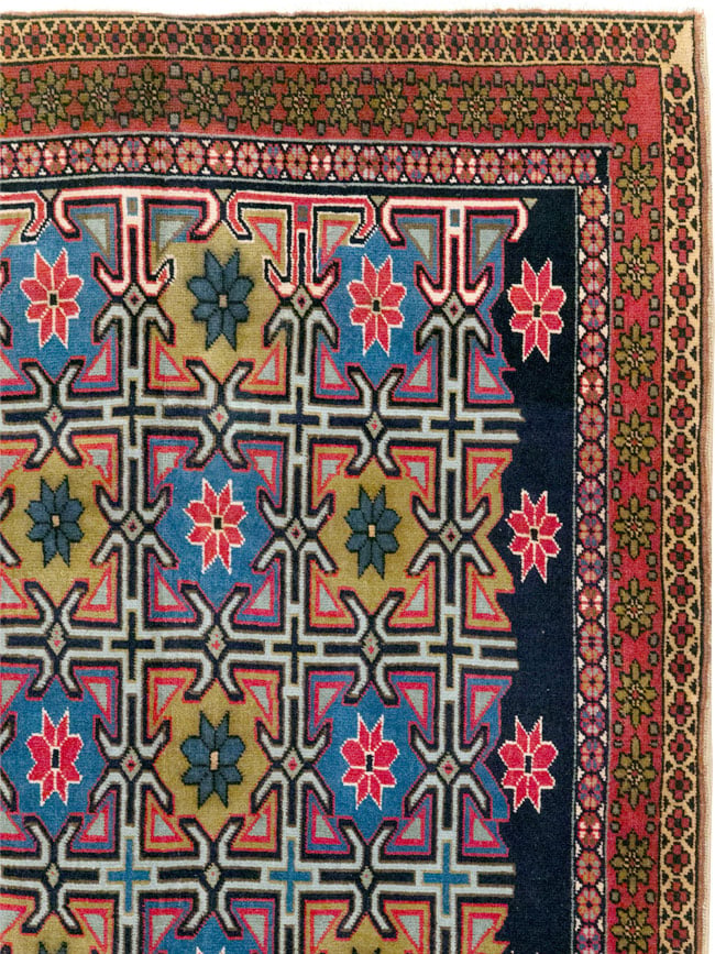 Vintage Persian Veramin Wide Gallery Runner, No.30666 - Galerie Shabab
