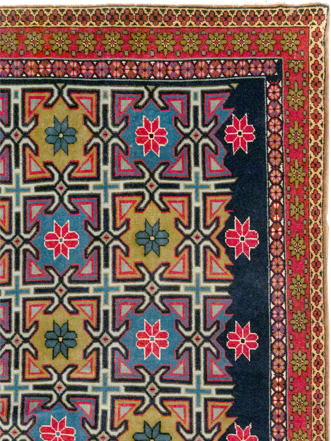 Vintage Persian Veramin Wide Gallery Runner, No.30666 - Galerie Shabab