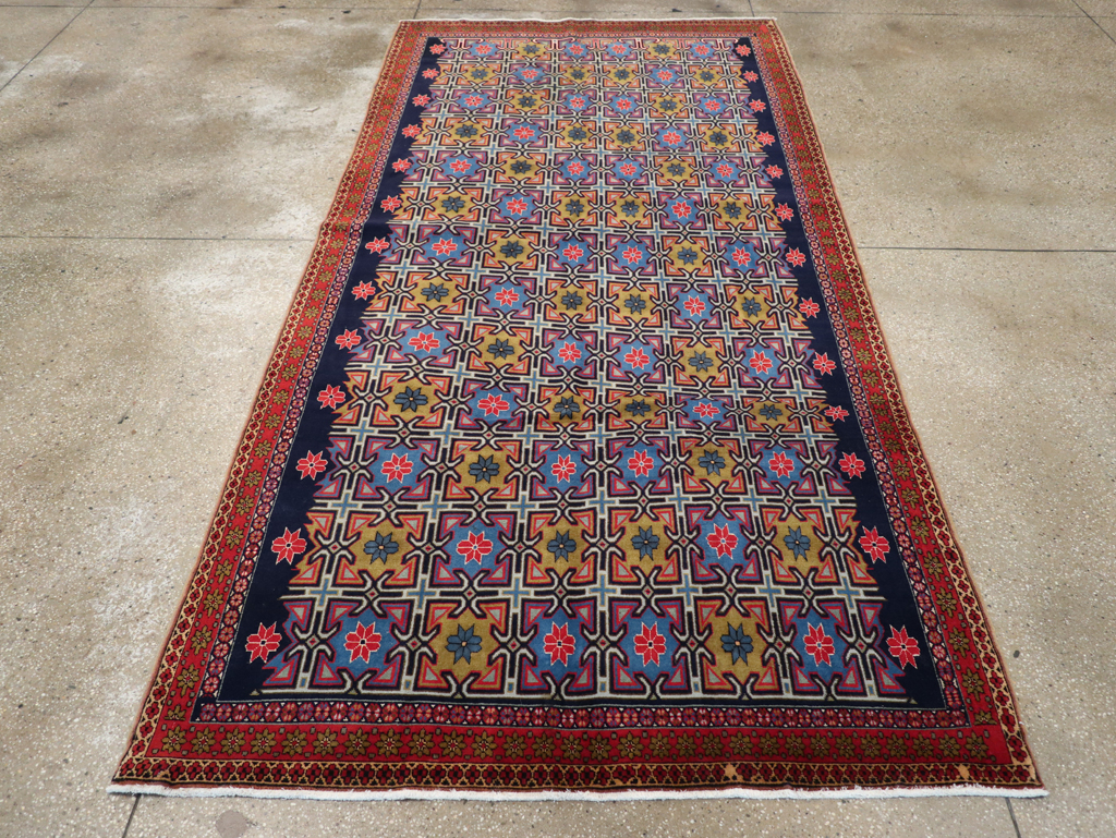 Vintage Persian Veramin Wide Gallery Runner, No.30666 - Galerie Shabab