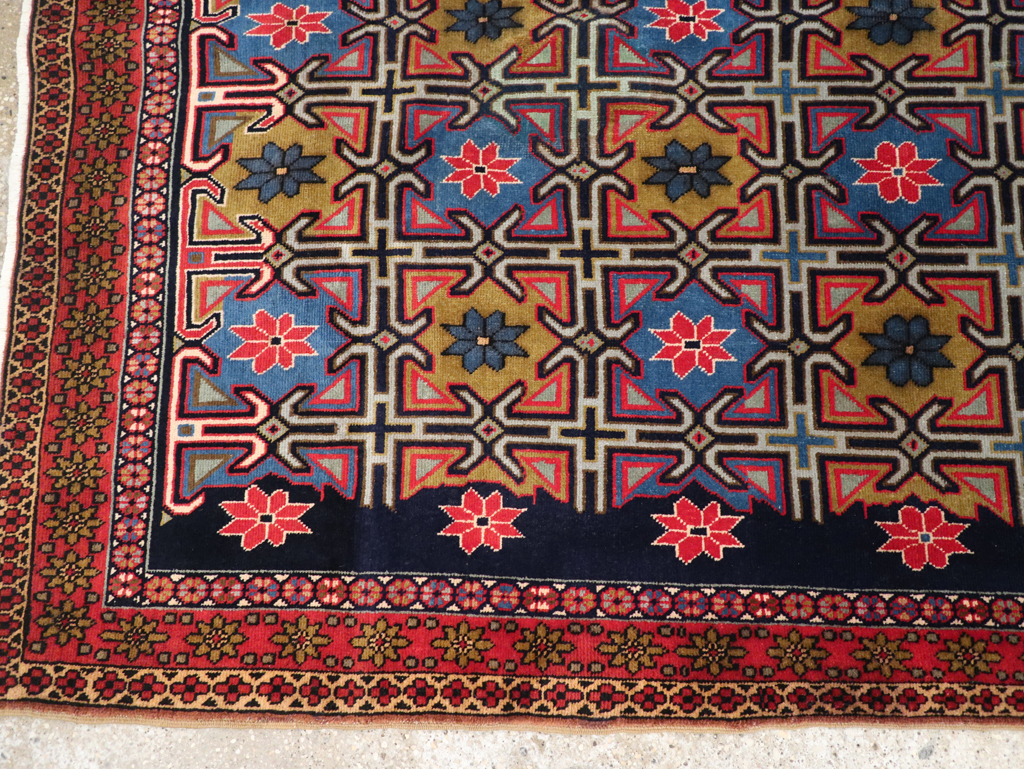 Vintage Persian Veramin Wide Gallery Runner, No.30666 - Galerie Shabab
