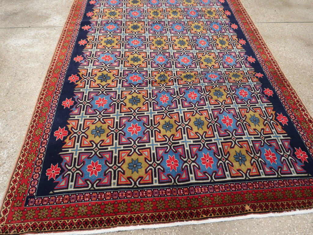 Vintage Persian Veramin Wide Gallery Runner, No.30666 - Galerie Shabab