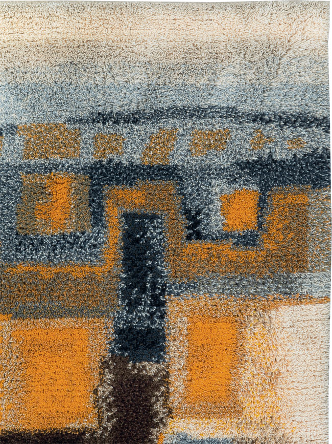 Vintage Scandinavian Rya Throw Rug, No.30669 - Galerie Shabab