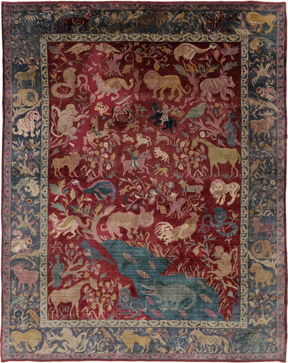 Antique Indian Agra Pictorial Room Size Carpet, No.30670 - Galerie Shabab
