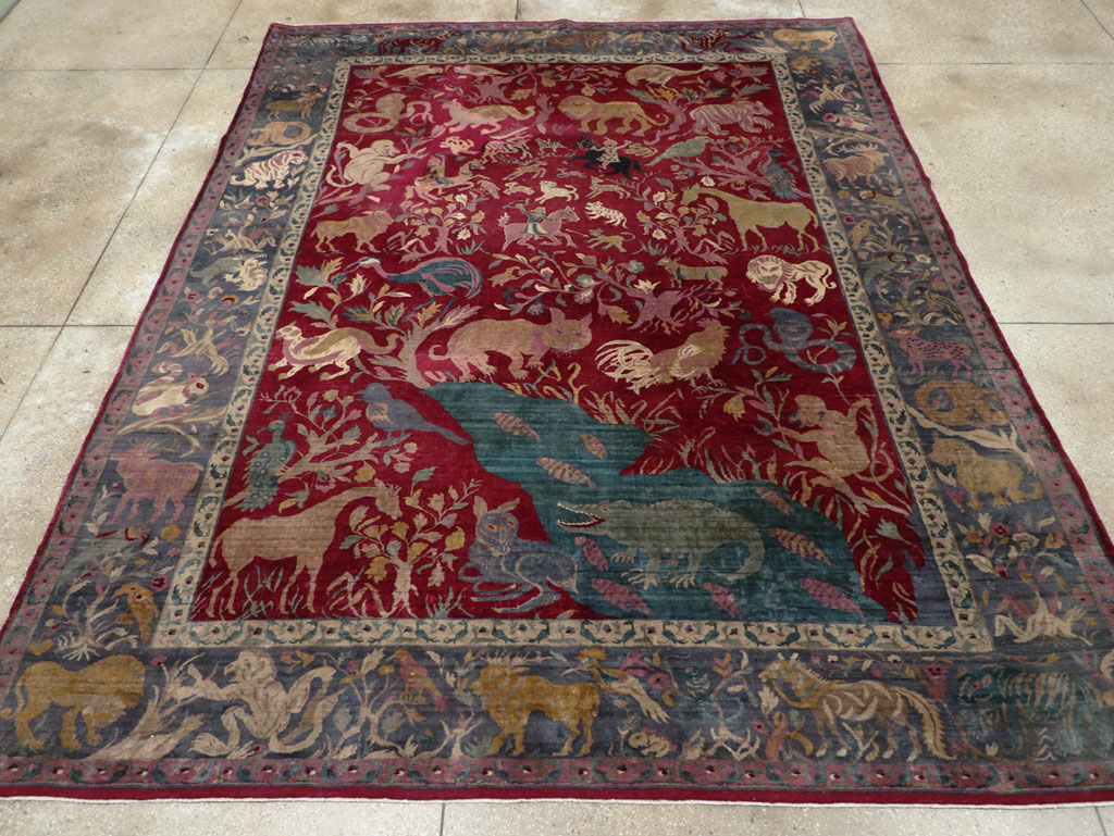 Antique Indian Agra Pictorial Room Size Carpet, No.30670 - Galerie Shabab