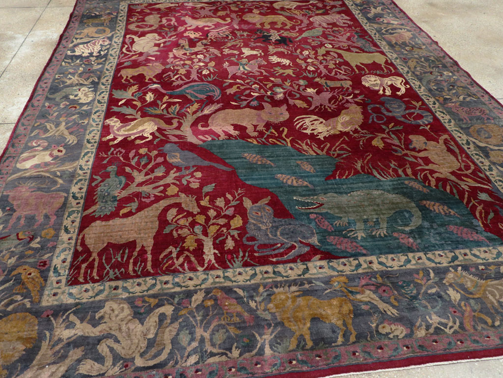 Antique Indian Agra Pictorial Room Size Carpet, No.30670 - Galerie Shabab