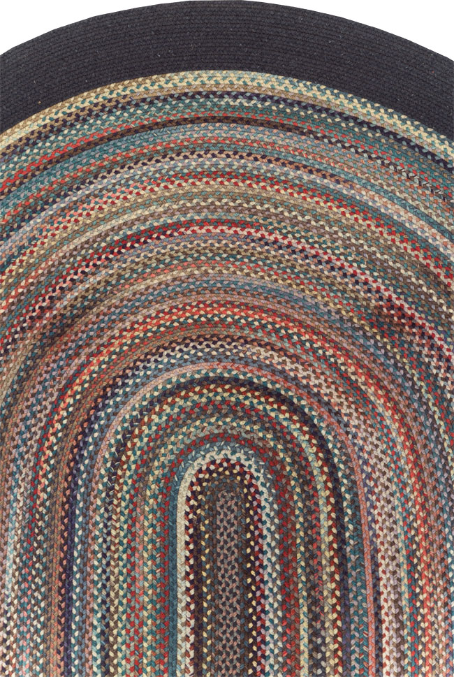 Round Oval Vintage American Braid Small Room Size Carpet, No.30677 - Galerie Shabab