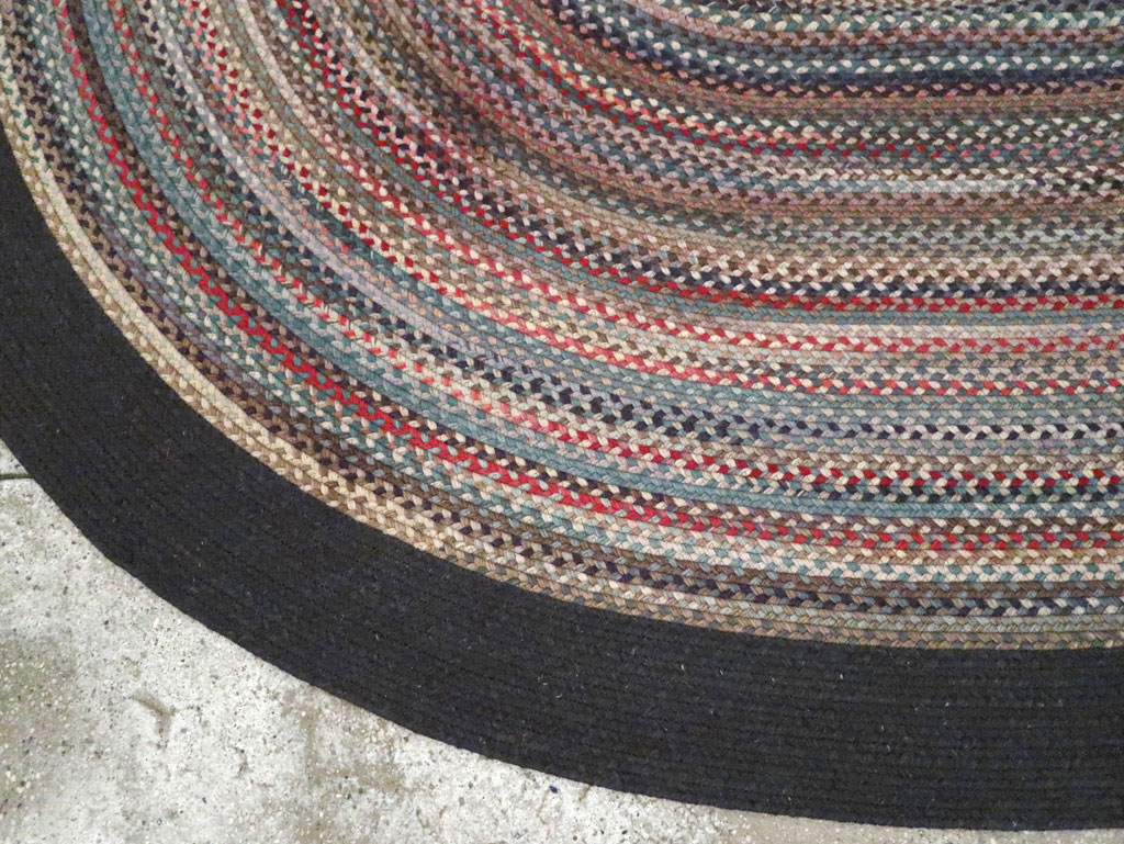 Round Oval Vintage American Braid Small Room Size Carpet, No.30677 - Galerie Shabab