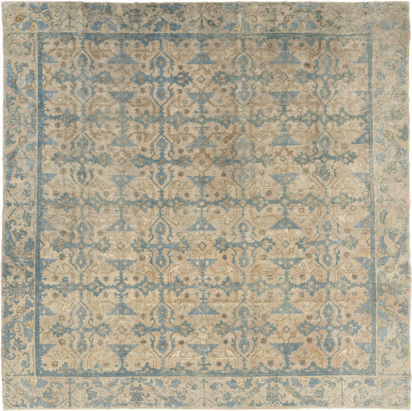 Antique Chinese Cuenca Square Room Size Carpet, No.30696 - Galerie Shabab