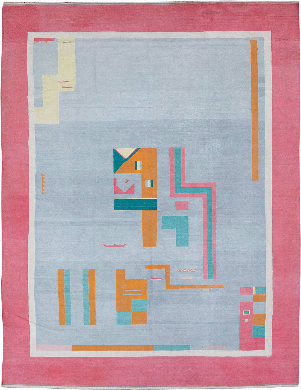 Vintage Indian Flatweave Dhurrie Room Size Carpet, No.30697 - Galerie Shabab