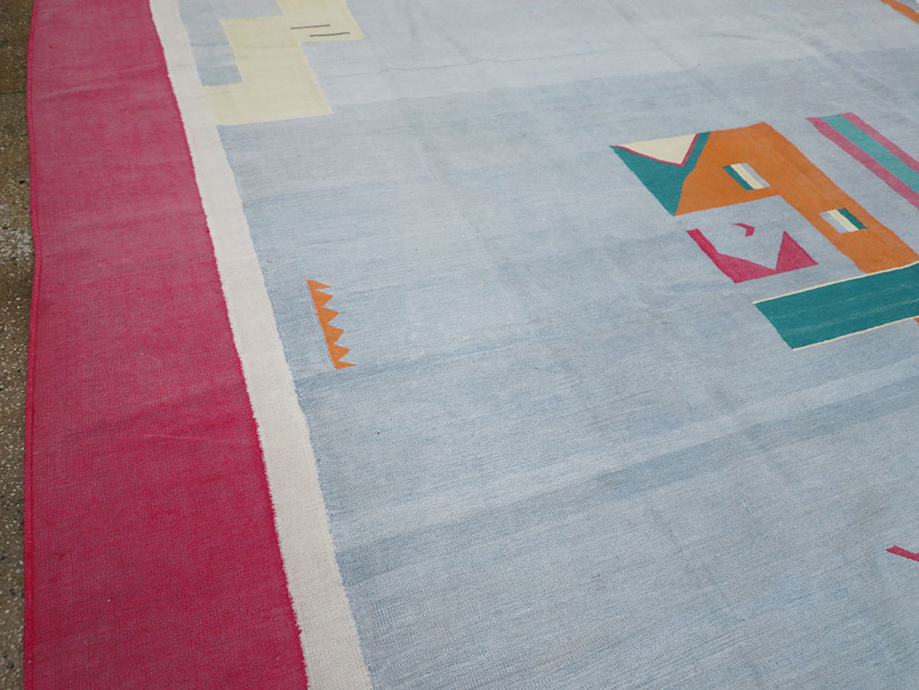Vintage Indian Flatweave Dhurrie Room Size Carpet, No.30697 - Galerie Shabab