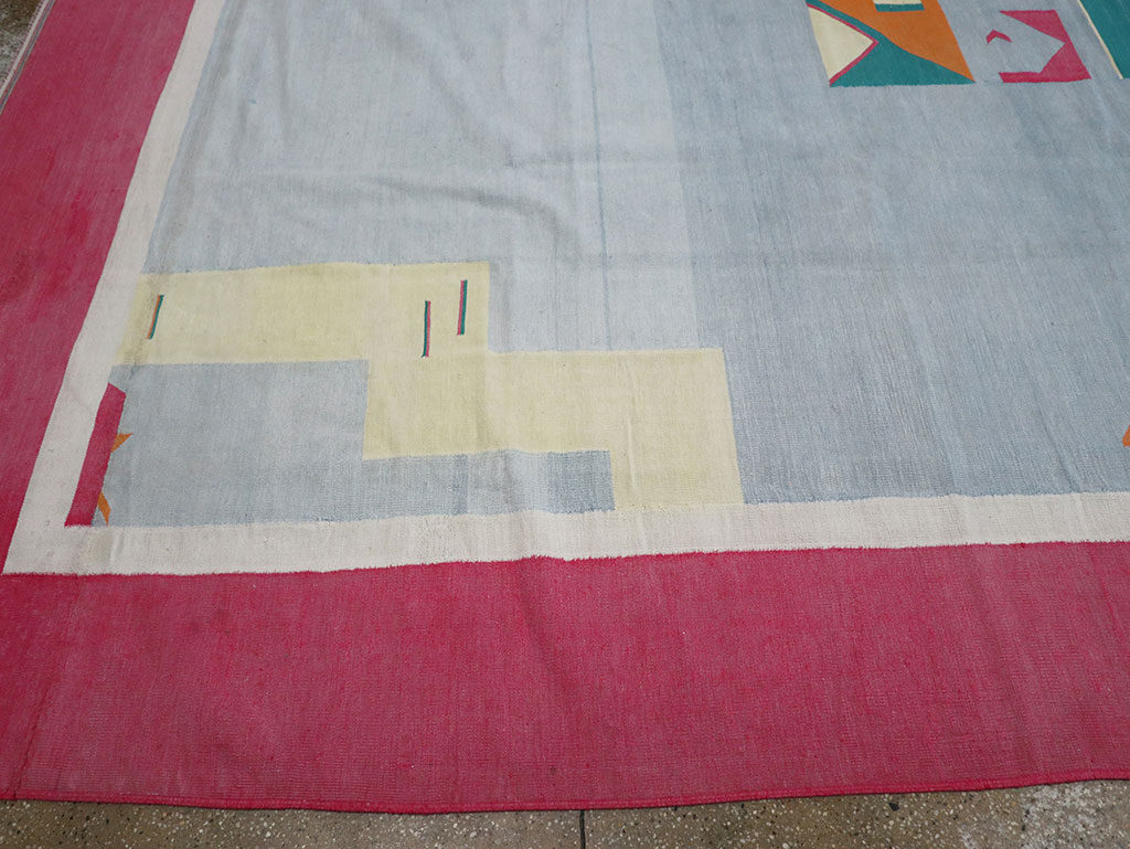 Vintage Indian Flatweave Dhurrie Room Size Carpet, No.30697 - Galerie Shabab
