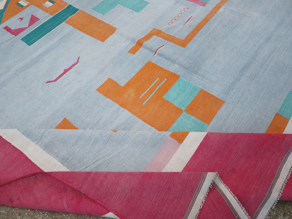 Vintage Indian Flatweave Dhurrie Room Size Carpet, No.30697 - Galerie Shabab