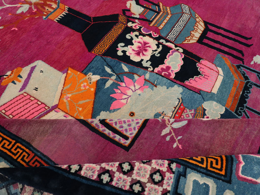 Vintage Chinese Pictorial Art Deco Room Size Carpet, No.30701 - Galerie Shabab