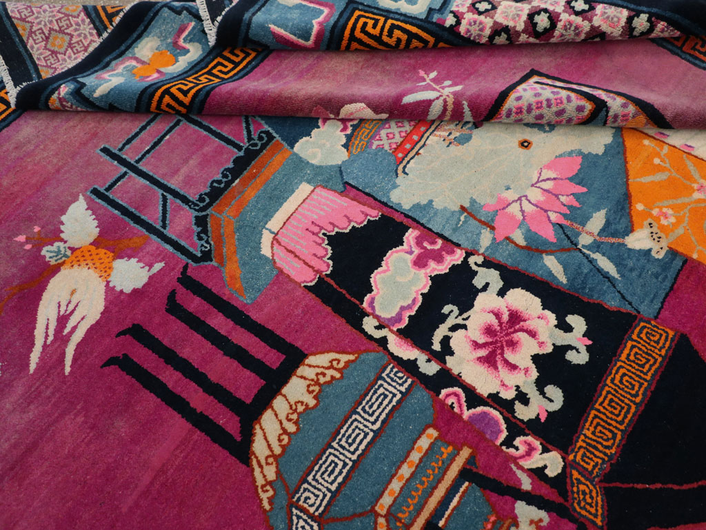 Vintage Chinese Pictorial Art Deco Room Size Carpet, No.30701 - Galerie Shabab